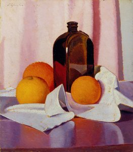 Appelsiner og flaske, ca. 1930-40 (olie på karton)