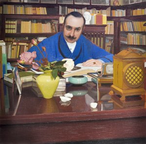 Ugo Ojetti i arbejdsværelset, ca. 1908-09 (olie på lærred) af Oscar Ghiglia
