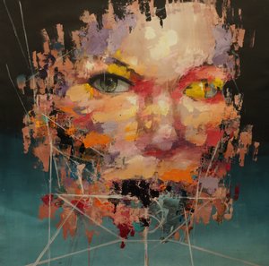 Distorted Color Model 2 , 2018-2025 (akryl og olie på lærred)