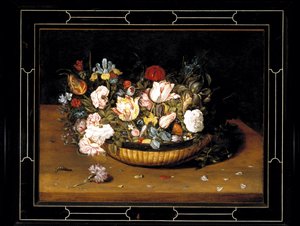 Kurv med blomster, ca. 1615 (olie på panel) af Osias the Elder Beert