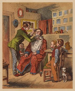 The Barber (farvelitografi) af Oskar Pletsch