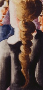 Mørk Pigtail bagfra, Lille billede I; Sort flettet pige bagfra, lille billede I af Oskar Schlemmer