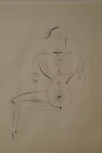 Figur fra siden: Figur H2 Siddende, 1921. af Oskar Schlemmer