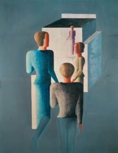 Fire figurer og en terning af Oskar Schlemmer
