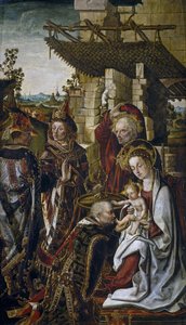 Magiernes tilbedelse, ca. 1490-1499 af Osona