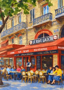 Livligt café i Paris