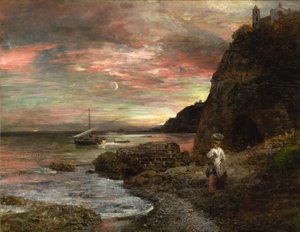 Aftensol ved Posillipo af Oswald Achenbach