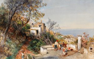 Udsigt over Napolibugten af Oswald Achenbach