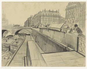 Udsigt over Quai des Grands-Augustins i Paris af Oswald Heidbrinck