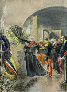Nicolas 2 lægger en krans på Sadi Carnots grav ved Pantheon, Paris1896 (Gravering)
