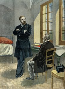 Paul Deroulede i fængslet modtager sin advokat Oscar Falateuf i 1899 (kobberstik)