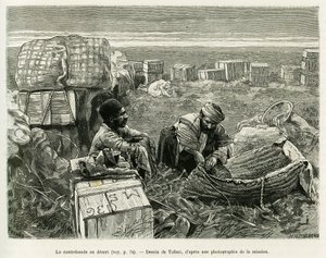 Smugling af arkæologiske udgravninger i den persiske ørken. Gravering af Tofani, for at illustrere historien A Suse af Oswaldo Tofani