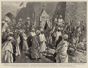 Den årlige pilgrimsrejse til Mekka, det hellige tæppes afgang fra Jeddah