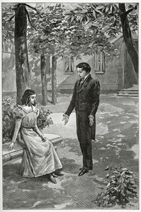 Victor Hugo erklærer sin kærlighed til Adèle Foucher, 1800-tallet (bw-gravering)