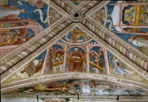 Saint Augustine, der sidder til venstre og lærer de syv liberale kunster. (Fresco