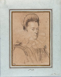 Portræt af Eleonore de Medicis (Eleonora de Medici) (1567-1611) Hustru til Vincent I af Gonzague, hertug af Mantua (Vincenzo I Gonzaga, hertug af Mantua) (1562-1612) Tegning af Ottavio Leoni (1578-1630) Genes, Strada Nuova Museums, inv 2432
