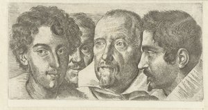 Portret van Cosimo Orsino, Cesare Bartolotti, Sigmund Laire og en selvportret af Ottavio Leoni af Ottavio Mario Leoni
