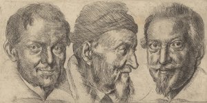 Tre portrætter, der muligvis forestiller Camillo Graffic, Ercole Pedemonte og Antoni ..., ca. 1620-30. af Ottavio Mario Leoni