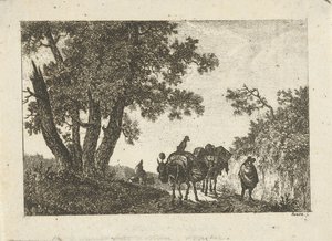 Landskab med muldyr og rejsende af Otto Baron Howen