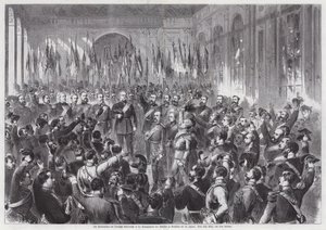 Proklamation af kong Wilhelm I af Preussen som kejser af Tyskland, Spejlsalen, Palais de Versailles, Frankrig af Otto Edmund Guenther
