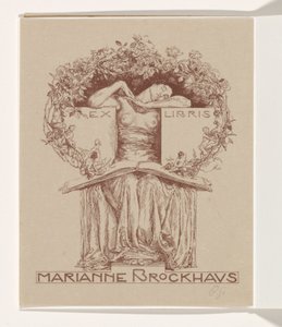 Ex-libris af Marianne Brockhaus af Otto Greiner (signed by artist)
