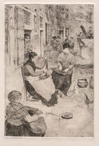 Etchings of Venice: Bead Stringers, 1882. af Otto H. Bacher