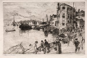 Ætsninger af Venedig: Castello Quarters, Riva, 1800-tallet.
