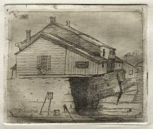 Hus over vand, 1878. af Otto H. Bacher