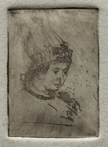 Lille hoved med pøbelhatte, 1878. af Otto H. Bacher