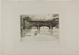 Ponte Vecchio, ødelagt plade af Otto Henry Bacher