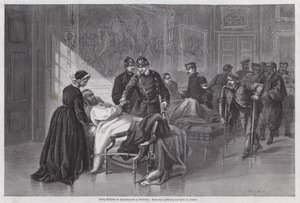 Kong Wilhelm I af Preussen møder sårede soldater i Palais de Versailles, Frankrig, den fransk-preussiske krig af Otto Johann Heinrich Heyden