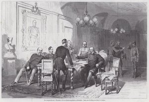Preussiske hærførere holder et krigsråd i Versailles, fransk-preussisk krig, 6. december 1870 (gravering) af Otto Johann Heinrich Heyden