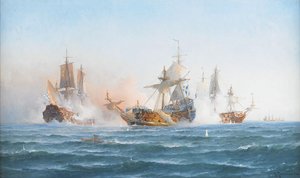 HMS Wachtmeister kæmper mod den russiske eskadron den 4. juni 1719, 1902 af Otto Ludvig Richarde