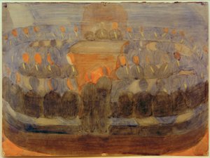 Forberedelse (bøn i spisestuen). Undersøgelse (overordnet sammensætning) af Otto Meyer Amden