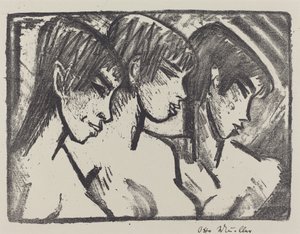 Tre piger i profil af Otto Müller