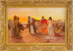 Le marche aux esclaves - Slavemarkedet - Maleri af Otto Pilny (1866-1936), Olie på lærred (82x120 cm) - Privat samling