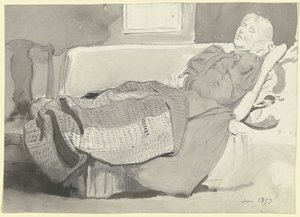 Luise Scholderer sover på sofaen af Otto Scholderer