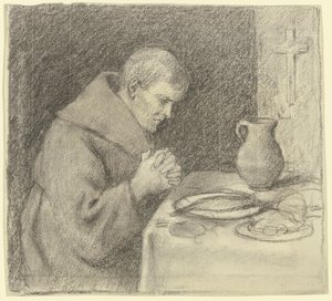Munk under bordbønnen af Otto Scholderer