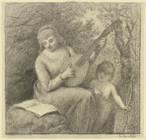 Musikerinde med Amor-dreng