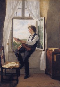 Violinisten ved vinduet af Otto Scholderer