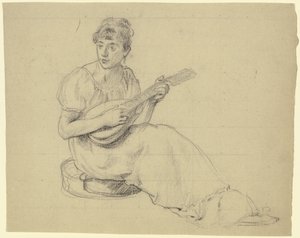 Kvinde, der spiller på mandolin