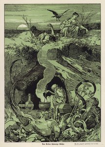 Dødens sorte køkken (farve litho) af Otto Seitz