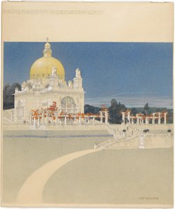 Sankt Leopolds Kirke på Steinhof, konkurrenceprojekt, perspektiv af Otto Wagner