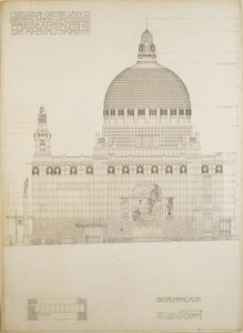 Skitse til kirken i Steinhof, Wiens centrale hospital for psykisk syge ... af Otto Wagner