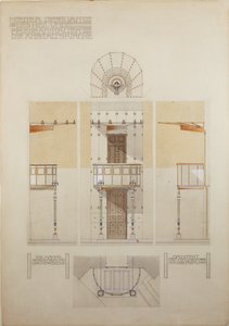 Skitse til prædikestolen i kirken i Steinhof, Wiens centrale hospital for psykisk syge ... af Otto Wagner