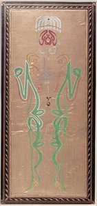 Arabisk kalligrafi med navnene på Muhammed, hans svigersøn, Ali og Alis to sønner, Hassan og Hussein (farvet blæk på papir) af Ottoman School