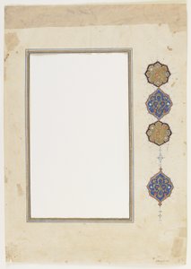 Folio fra en Koran (kant), løsrevet manuskriptkant, 2. halvdel af 1500-tallet (blæk, uigennemsigtig akvarel og guld på papir) af Ottoman School