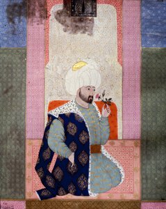 Det Osmanniske Rige: "" Portræt af den osmanniske sultan Mehmet (eller Mehmed eller Mohammed) Celebi I (1389-1421)"" Miniature fra manuskriptet (Ms. 1973, folio 62a) "" Zubdat al Tawarikh" (Zubdat al Tawarikh) (Creme) of Stories) af historikeren Seyyid Loq af Ottoman School