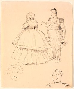 Karikatur af Frederik VII og Grevinde Danner; forneden af Christian VIII.