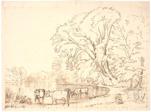 Køer ved en skovsø af P.C. Skovgaard